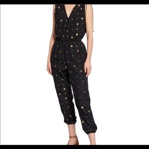 Joie Nadezhda black jumpsuit with gold brocade work